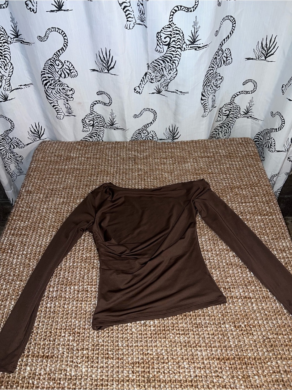Women's Off-Shoulder Long Sleeve Top - Brown